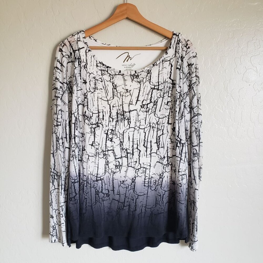 Miraclebody by Miraclesuit Printed Dip Dye Top w Built in Tank Small Long Sleeve